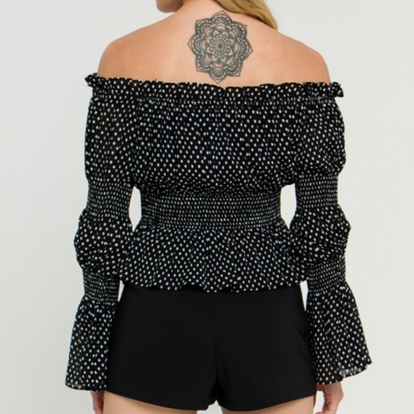 Polka Dot Off the Shoulder Top - Picture 4 of 7